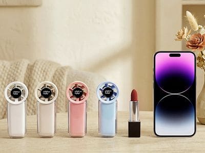 Foldable handheld fan designed for European tech brand